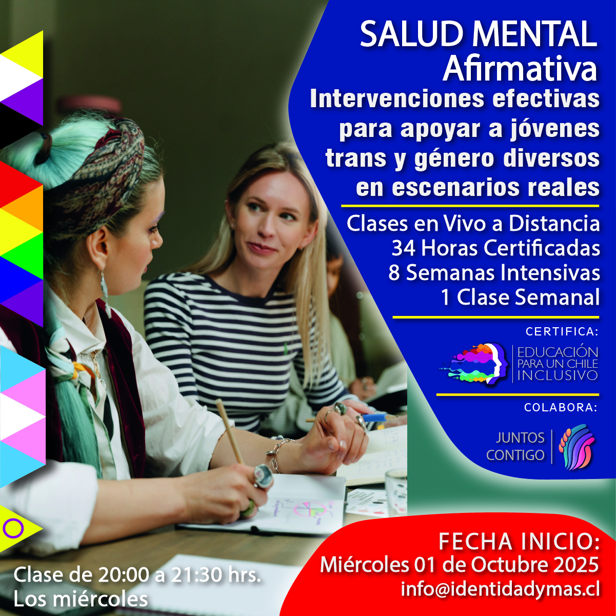 Nuevo Curso Octubre 2025 ¡Salud mental afirmativa: Intervenciones efectivas para apoyar a jóvenes trans y género diversos en escenarios reales!